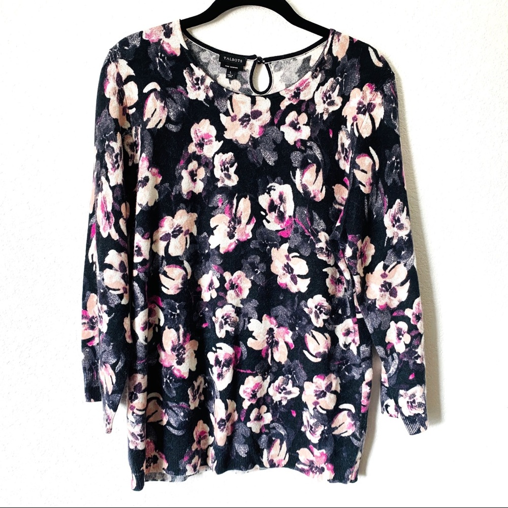 Talbots Pure Cashmere Floral Sweater